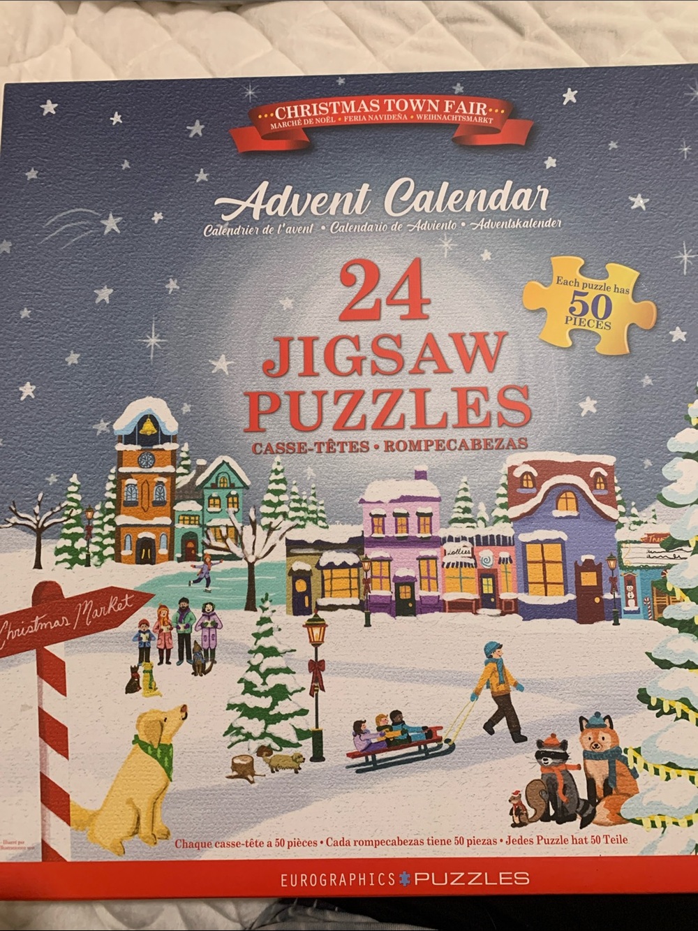 Eurographics Christmas Town Fair Advent Calendar Jigsaw Puzzles - Blue